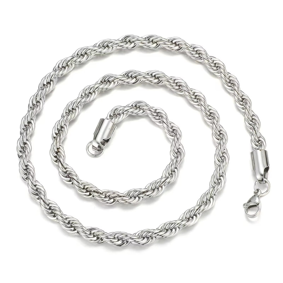 Twisted Rope Chain Necklace 55cm x 5mm steel