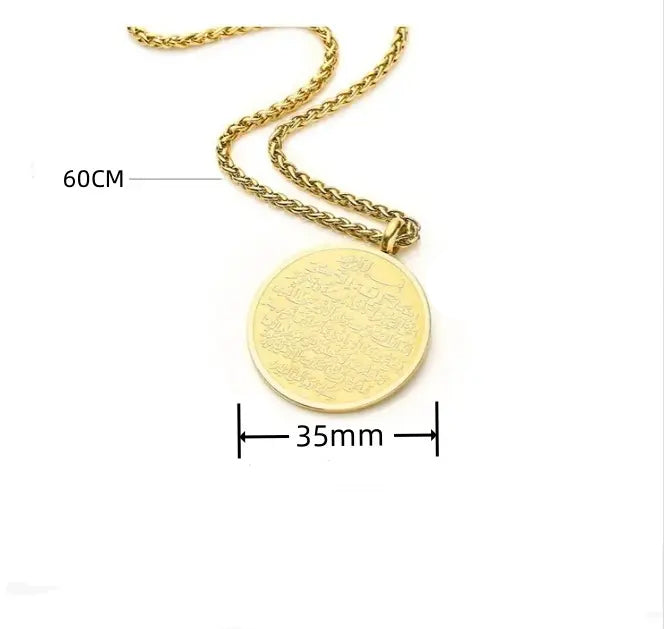 Round Islamic Chain Pendant Necklace steel/gold