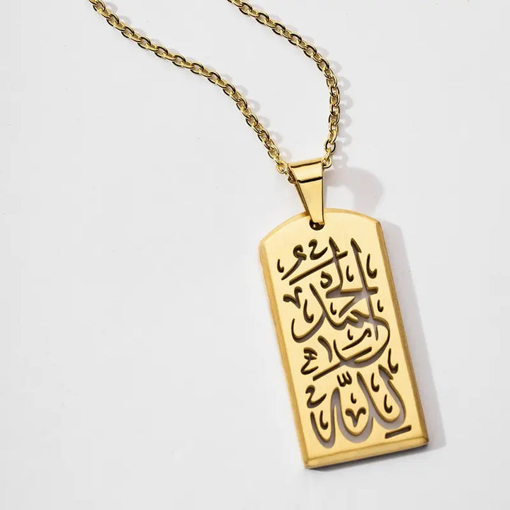 Shahada Chain Pendant Necklace steel/gold