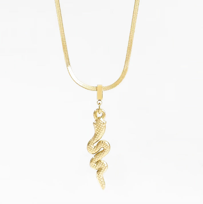 Snake Chain Pendant Necklace steel/gold