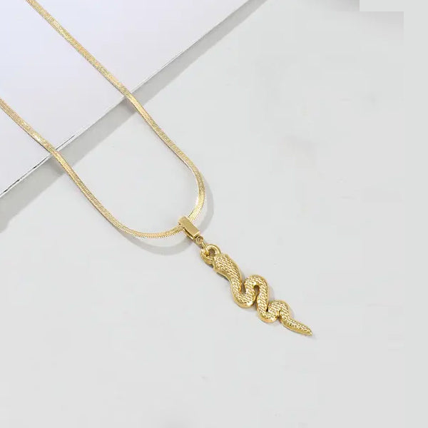 Snake Chain Pendant Necklace steel/gold