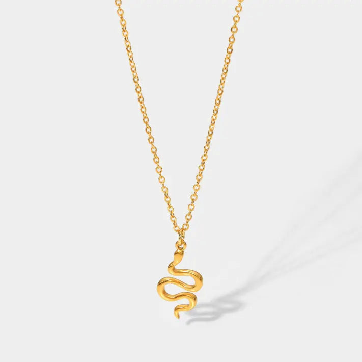 Snake Chain Pendant Necklace 18K Gold Plated steel/gold