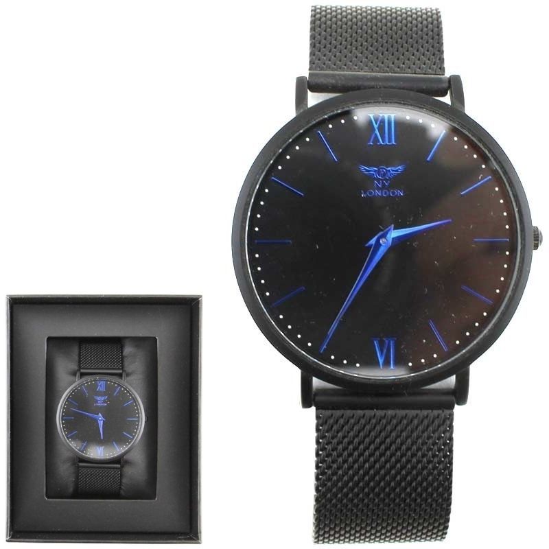 NY London Round Mesh Strap Watch black