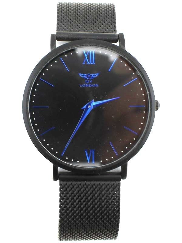 NY London Round Mesh Strap Watch black