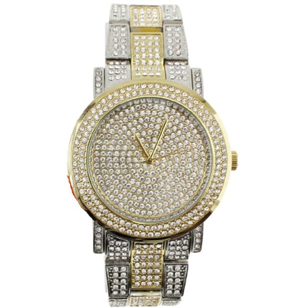 NY London Round Metal Bracelet With Diamonds Watch gold/silver