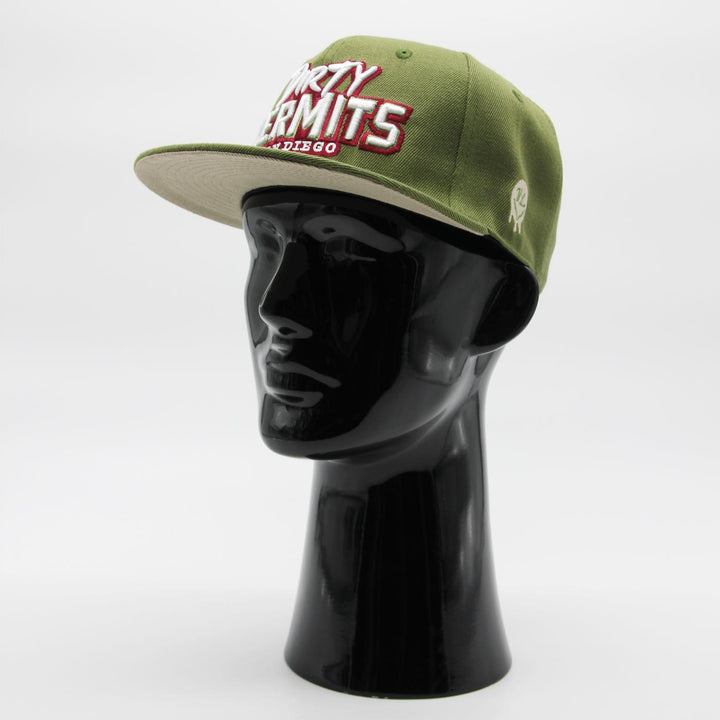 Naughty League San Diego Dirty Kermits Text Logo fitted olive - Shop-Tetuan