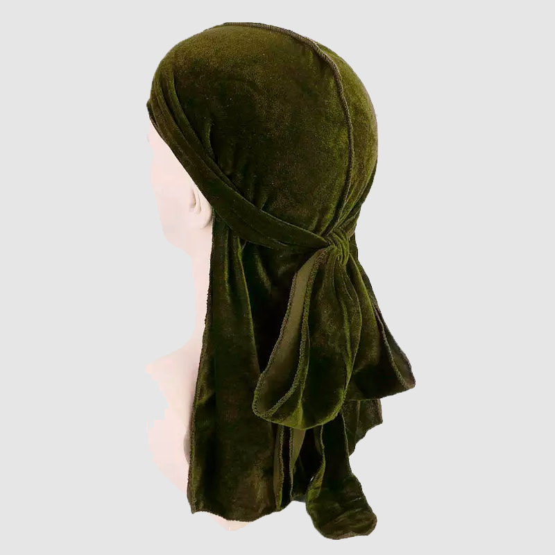 Luxury Velvet Du-Rag army green - Shop-Tetuan