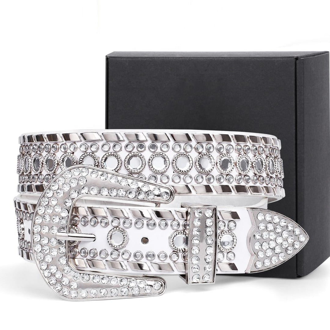 Diamond Studded Rhinestone Belt white/silver - Shop-Tetuan