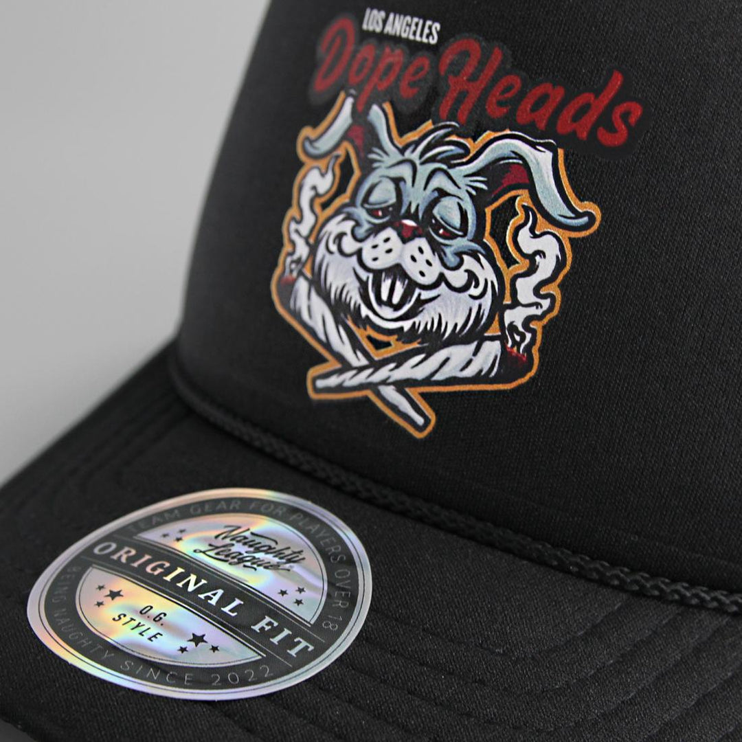 Naughty League LA Dope Heads curved trucker black - Shop-Tetuan