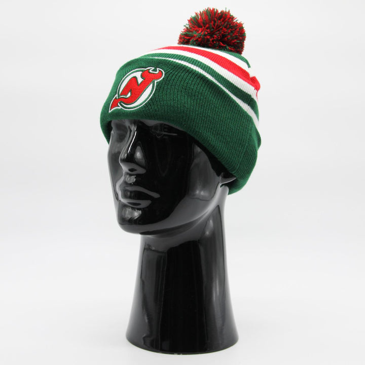 Mitchell & Ness NHL Stripe Pom Knit beanie NJ Devils green - Shop-Tetuan