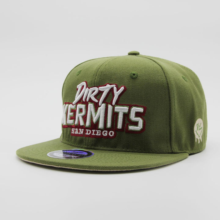 Naughty League San Diego Dirty Kermits Text Logo fitted olive - Shop-Tetuan