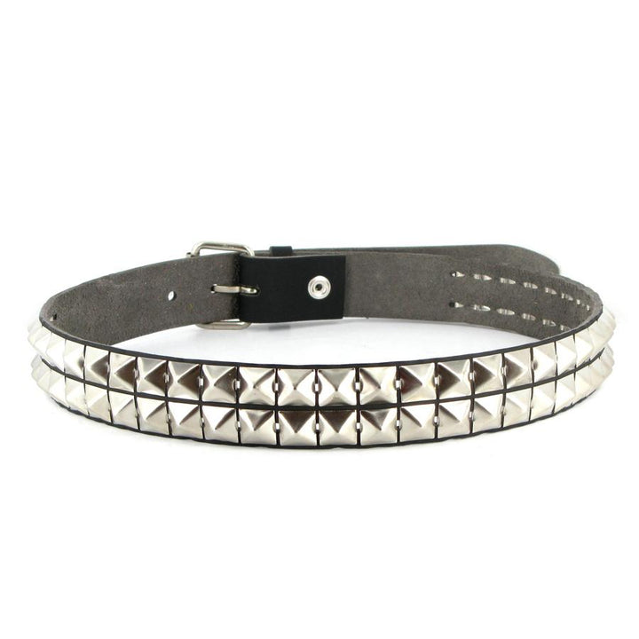 Pyramid Studded leather belt 2 row black - Shop-Tetuan