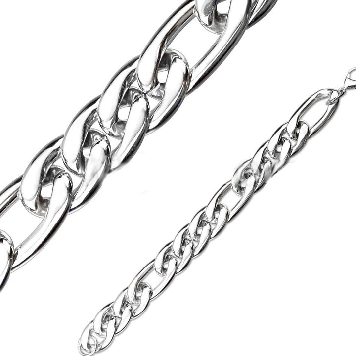 Small and Large Links Stainless Steel Chain Bracelet with Lobster Clasp 15mm - Shop-Tetuan