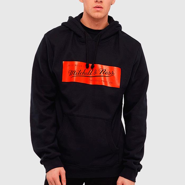 Mitchell & Ness Box Logo hoody black/red - Shop-Tetuan