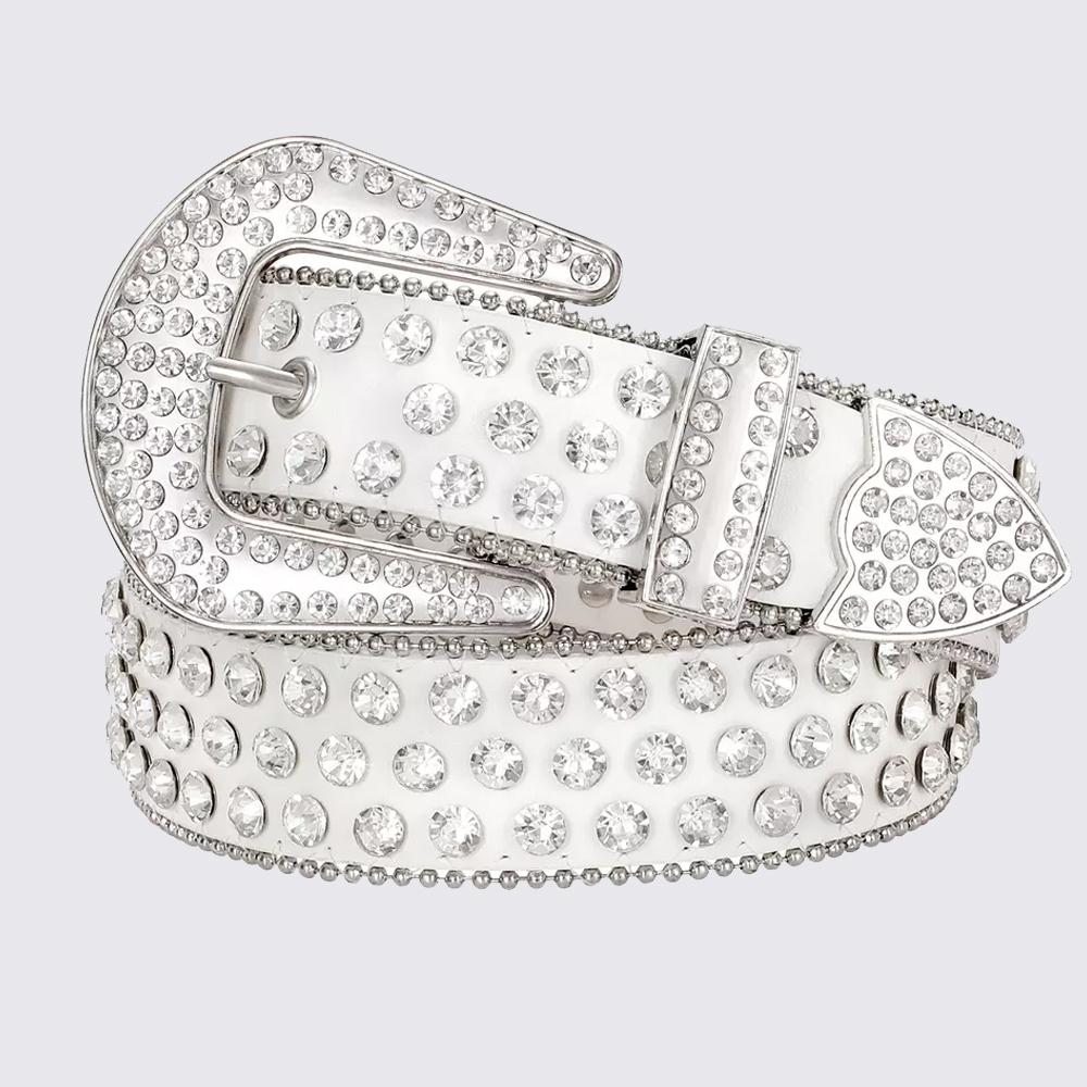 Diamond Studded Rhinestone Belt white/silver - Shop-Tetuan