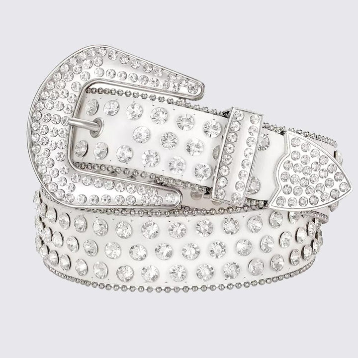 Diamond Studded Rhinestone Belt white/silver - Shop-Tetuan