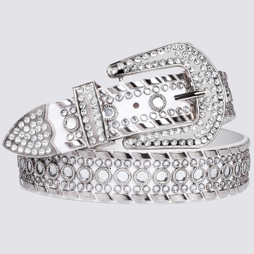 Diamond Studded Rhinestone Belt white/silver - Shop-Tetuan