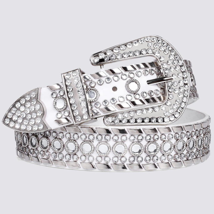 Diamond Studded Rhinestone Belt white/silver - Shop-Tetuan