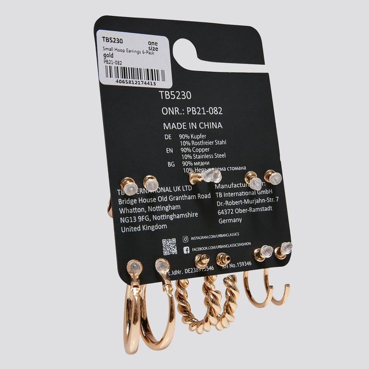 Urban Classics Small Hoop Earrings 6-Pack gold - Shop-Tetuan