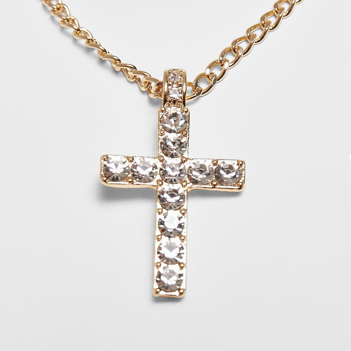 Urban Classics Diamond Cross Necklace gold - Shop-Tetuan