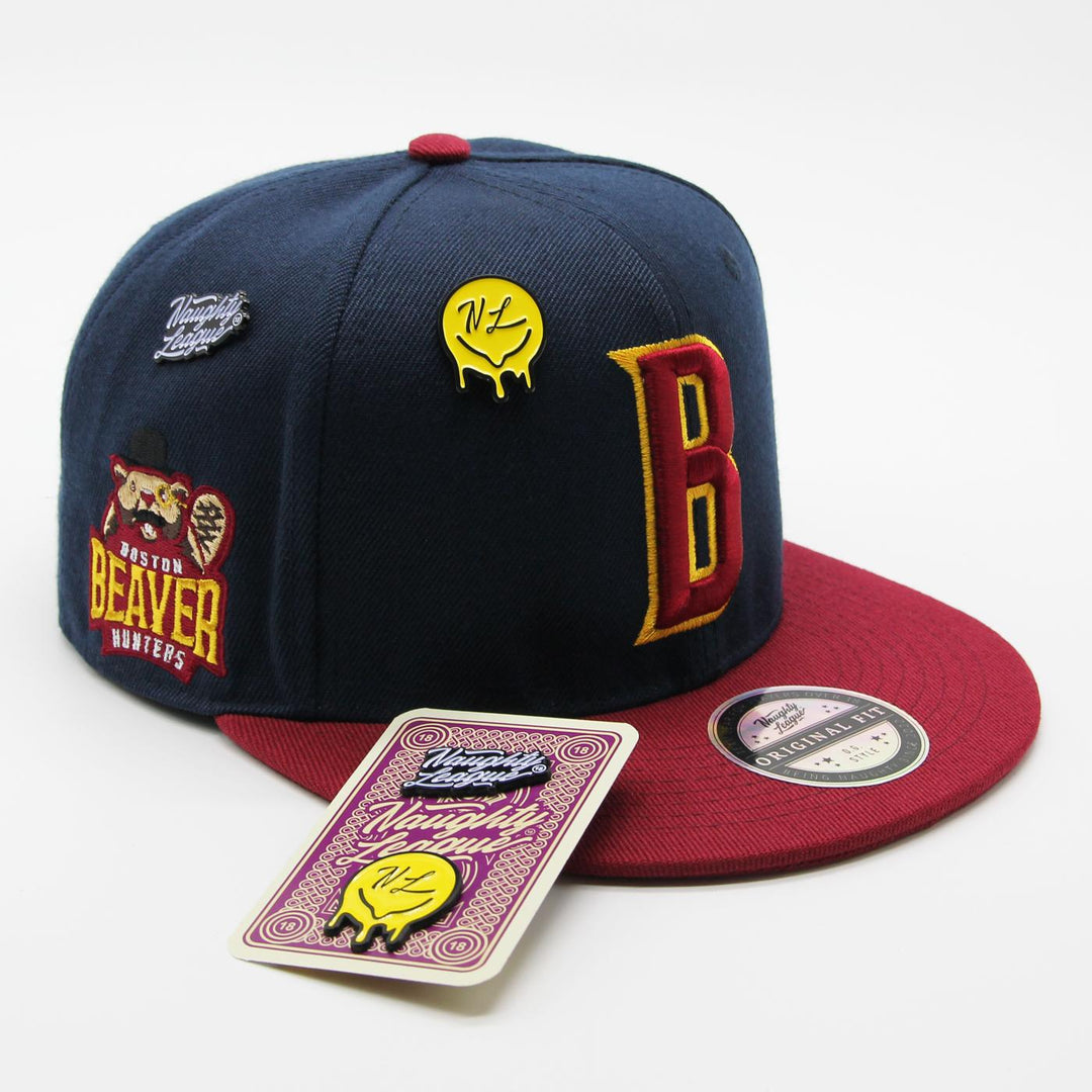 Naughty League Boston Beaver Hunters Letter Logo fitted navy/mar - Shop-Tetuan