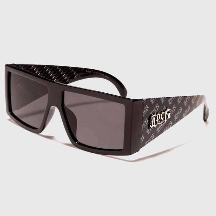 Locs Squared Flat Top Text Sunglasses black - Shop-Tetuan