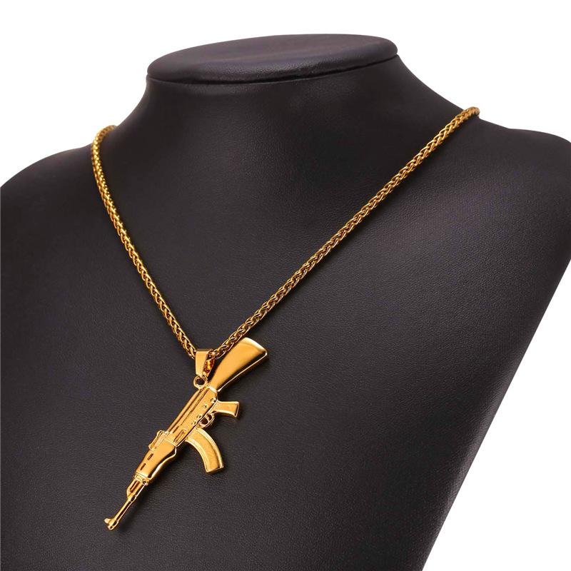 AK-47 Rifle Necklace steel/gold - Shop-Tetuan