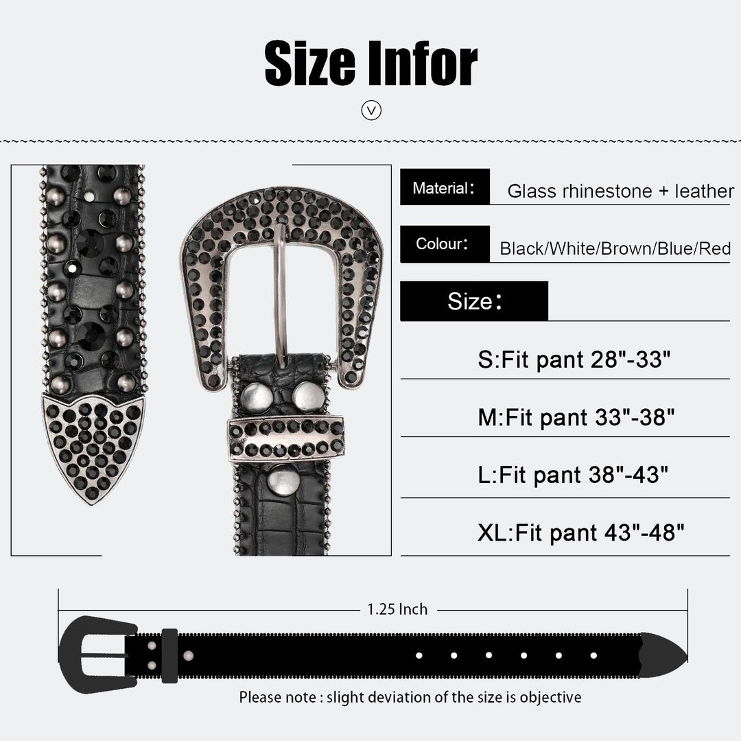 Diamond Studded Rhinestone Belt black/black - Shop-Tetuan