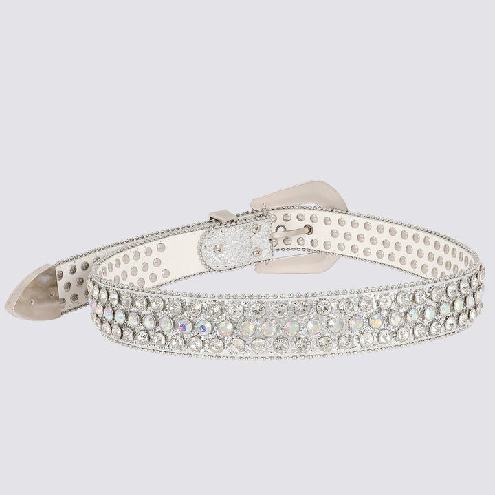 Diamond Studded Rhinestone Belt silver - Shop-Tetuan