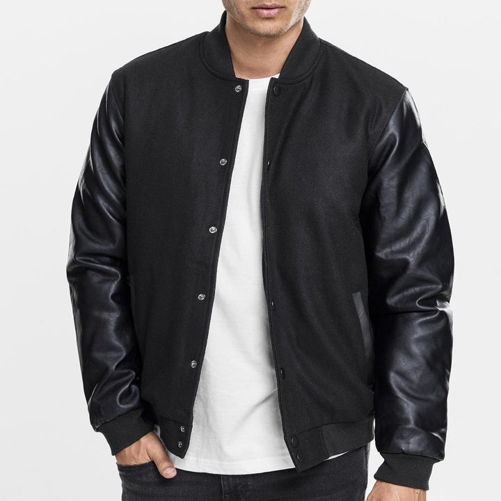 Urban Classics Oldschool College Jacket blk/blk - Shop-Tetuan