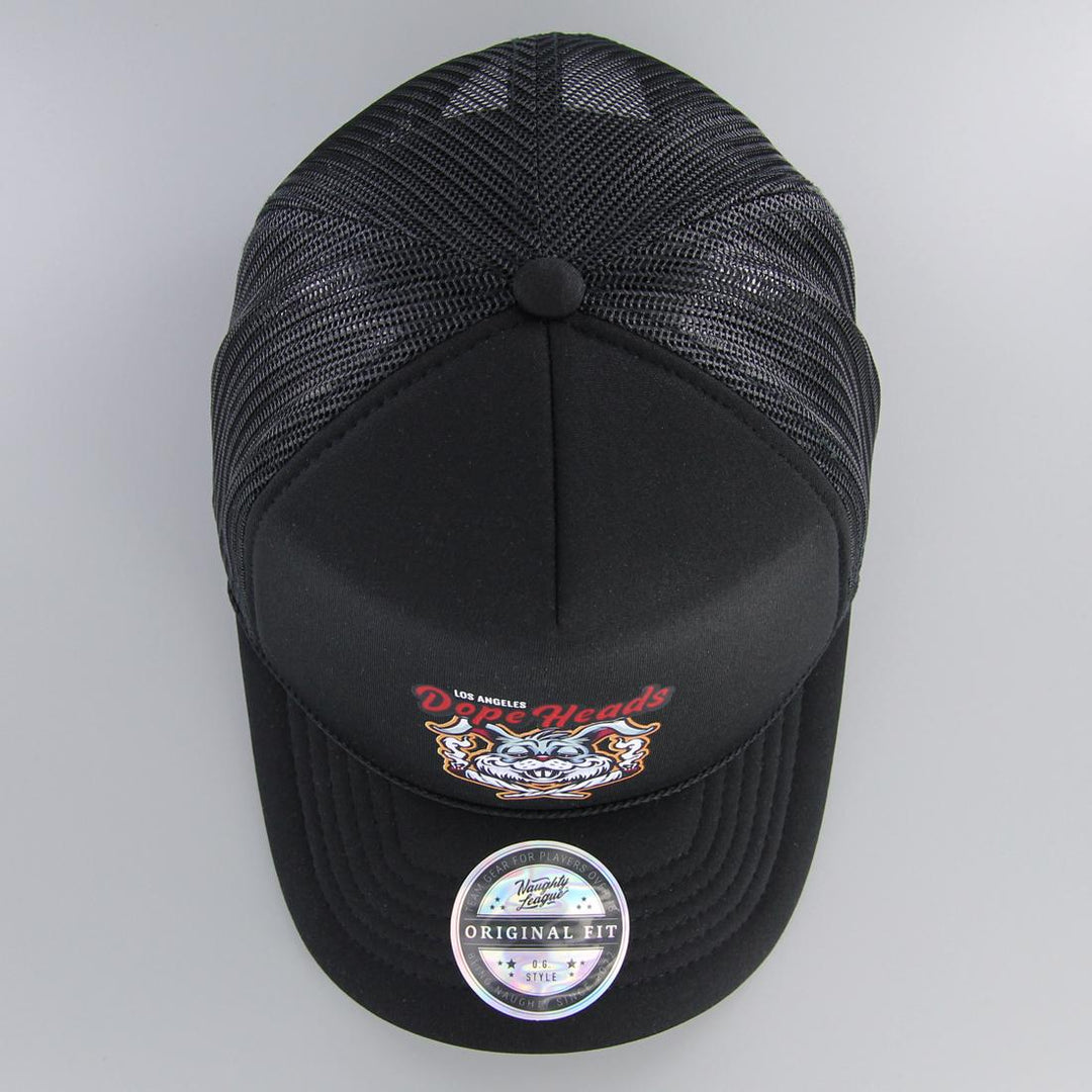 Naughty League LA Dope Heads curved trucker black - Shop-Tetuan