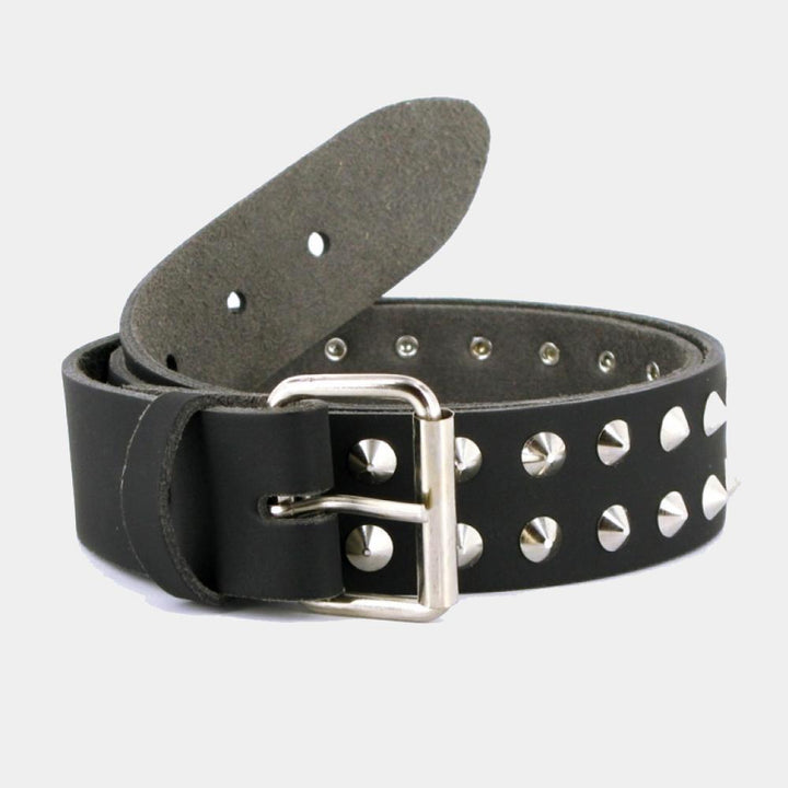 Conical Studded leather belt 2 row black - Shop-Tetuan