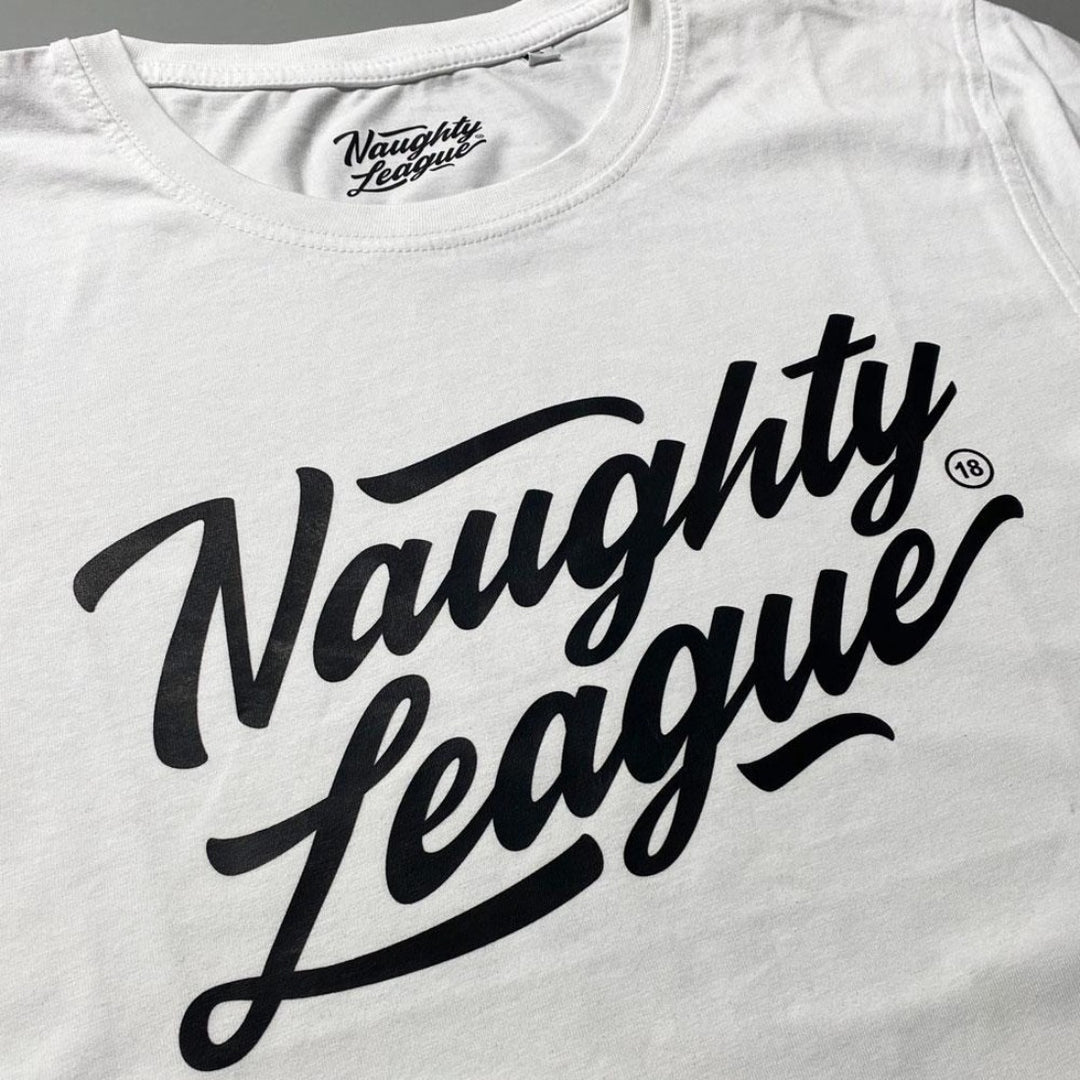 Naughty League Branded Logo tee white - Shop-Tetuan