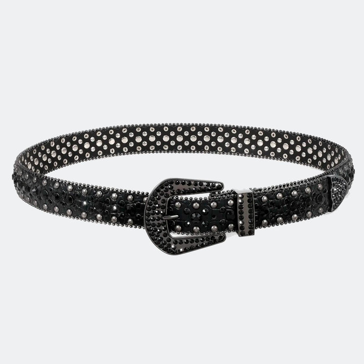 Diamond Studded Rhinestone Belt black/black - Shop-Tetuan