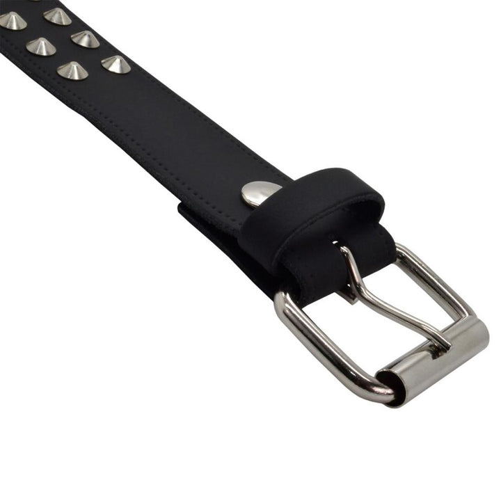 Conical Studded leather belt 2 row black - Shop-Tetuan