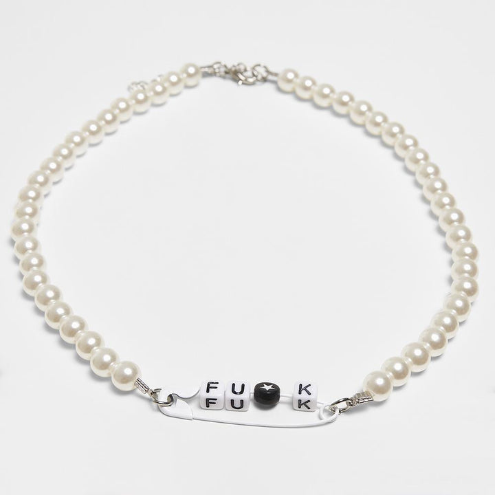 Urban Classics Pearl Fuck Necklace pearlwhite - Shop-Tetuan