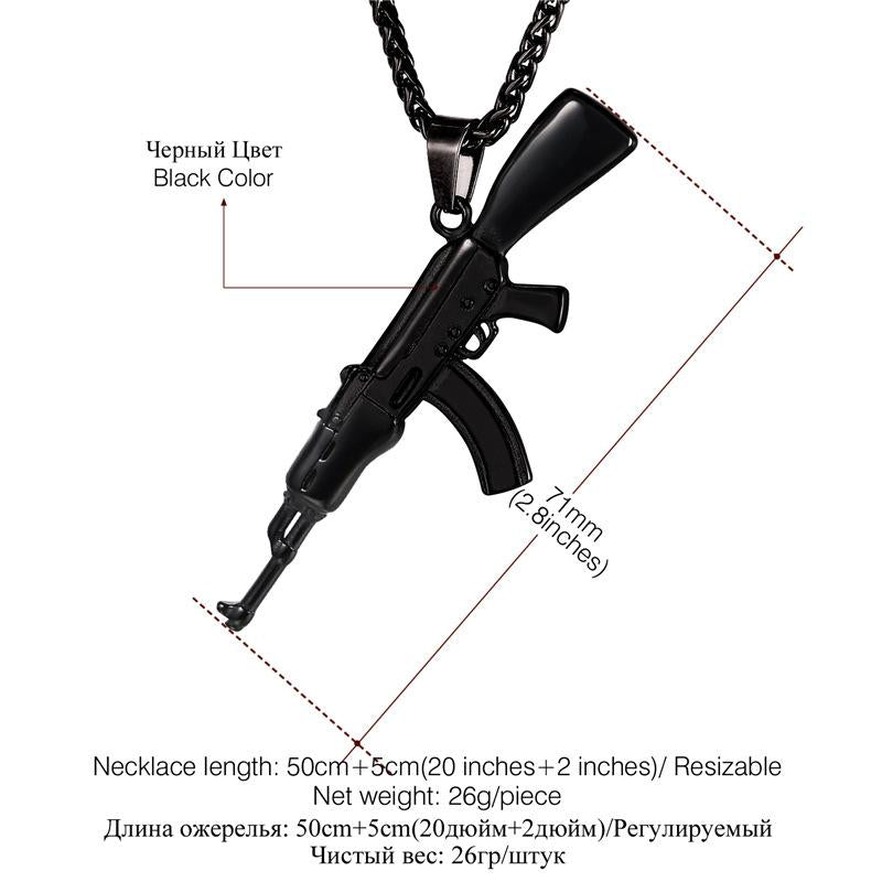 AK-47 Rifle Necklace steel/black - Shop-Tetuan