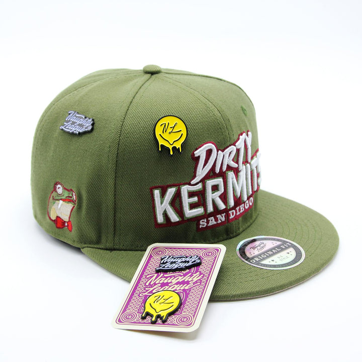 Naughty League San Diego Dirty Kermits Text Logo fitted olive - Shop-Tetuan