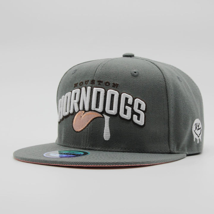 Naughty League Houston Horndogs Text Logo fitted grey - Shop-Tetuan