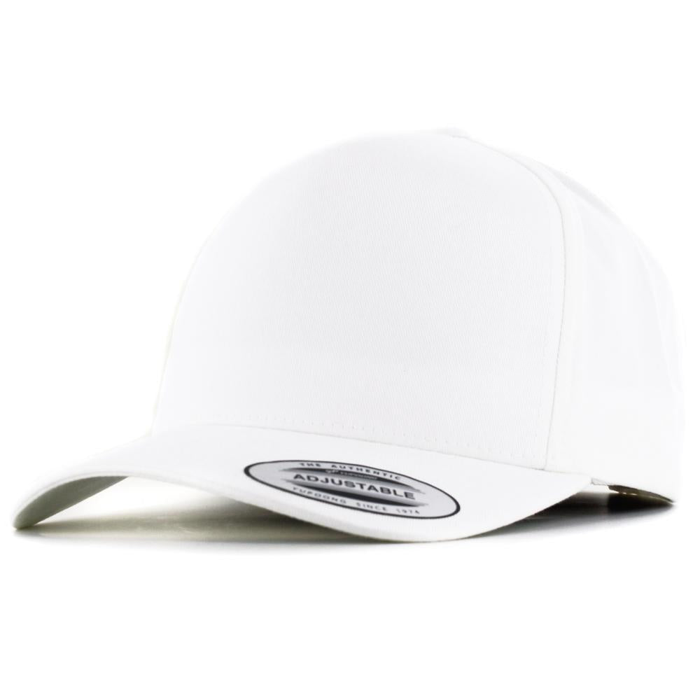 The Classics Yupoong 5-Panel Curved Classic snapback white - Shop-Tetuan