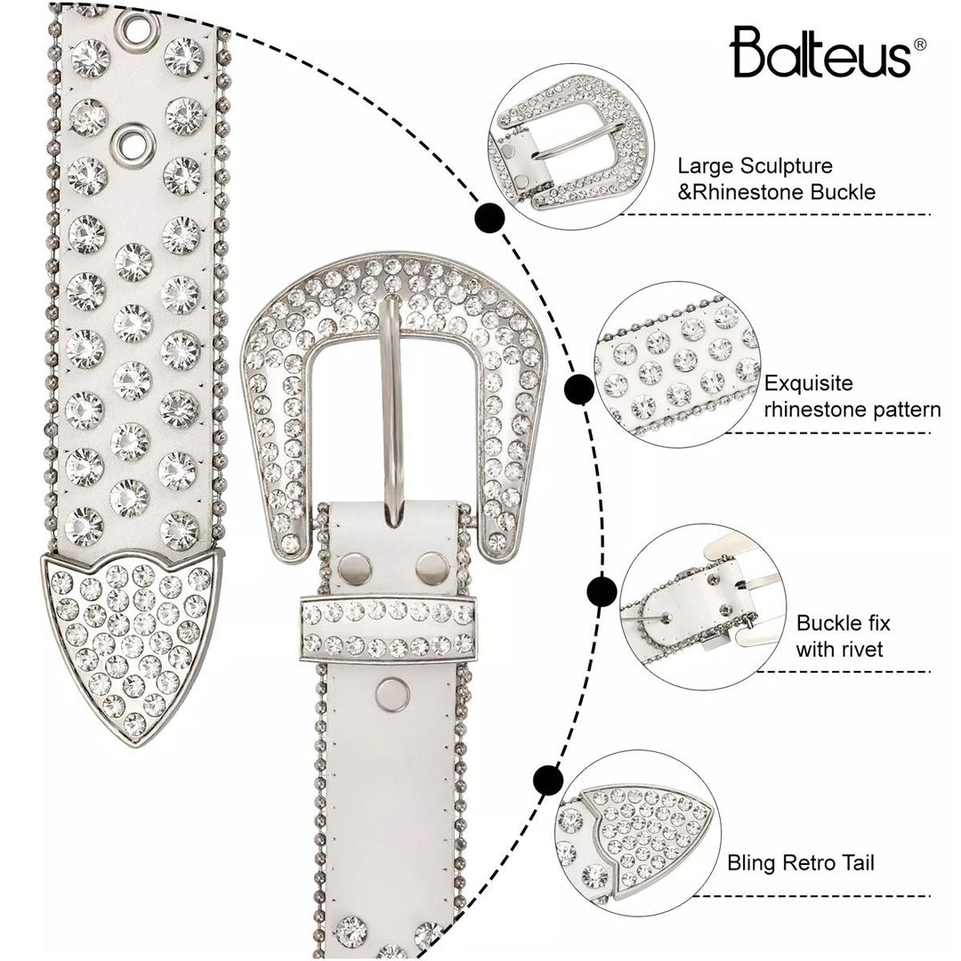 Diamond Studded Rhinestone Belt white/silver - Shop-Tetuan