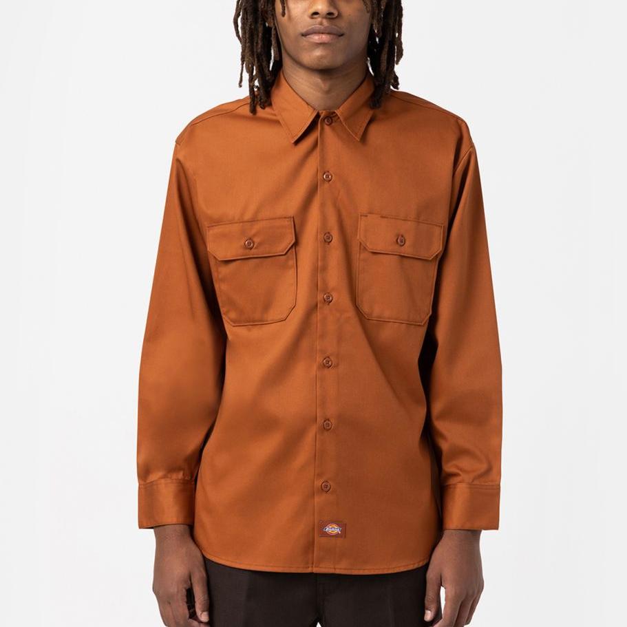 Dickies Work Shirt Long Sleeve Rec gingerbread - Shop-Tetuan