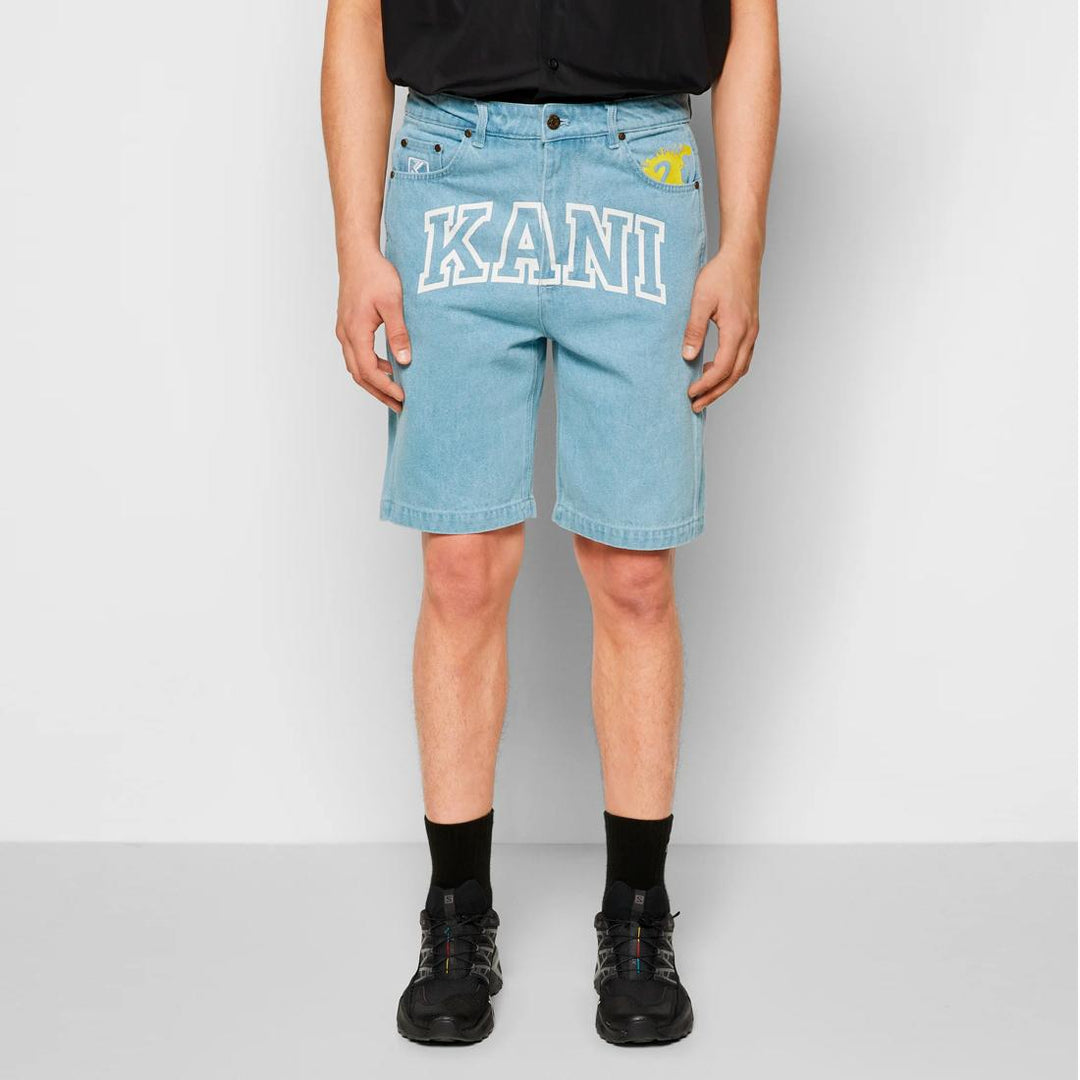 Karl Kani Serif Denim Shorts bleached blue - Shop-Tetuan