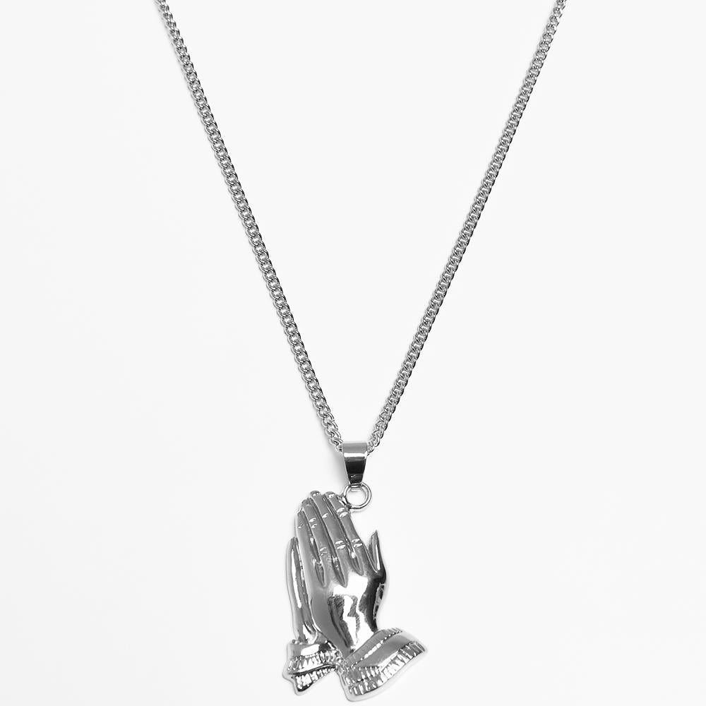 Urban Classics Pray Hands Necklace silver - Shop-Tetuan