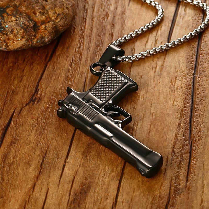 Handgun Necklace steel/black - Shop-Tetuan