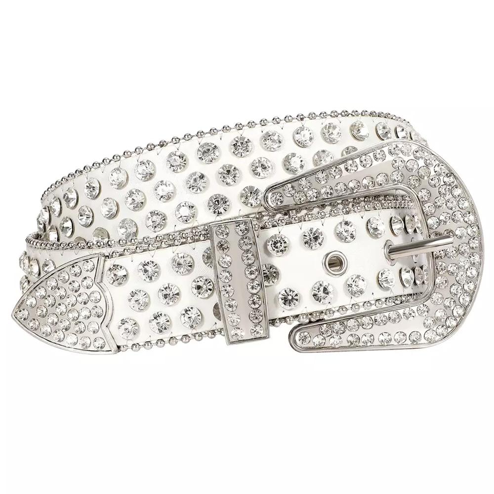 Diamond Studded Rhinestone Belt white/silver - Shop-Tetuan