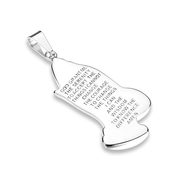 Praying Hands with Crosses and Crystal Lined Wrists Serenity Prayer Engraved Back necklace steel - Shop-Tetuan