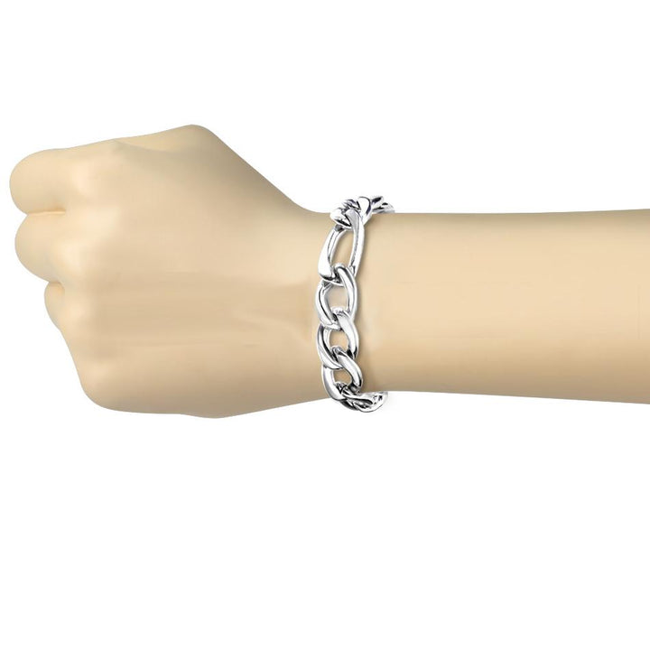 Small and Large Links Stainless Steel Chain Bracelet with Lobster Clasp 15mm - Shop-Tetuan