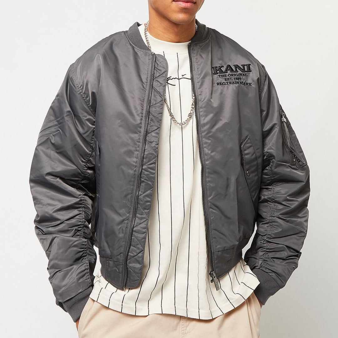 Karl Kani Chest Retro Bomber jacket anthracite - Shop-Tetuan