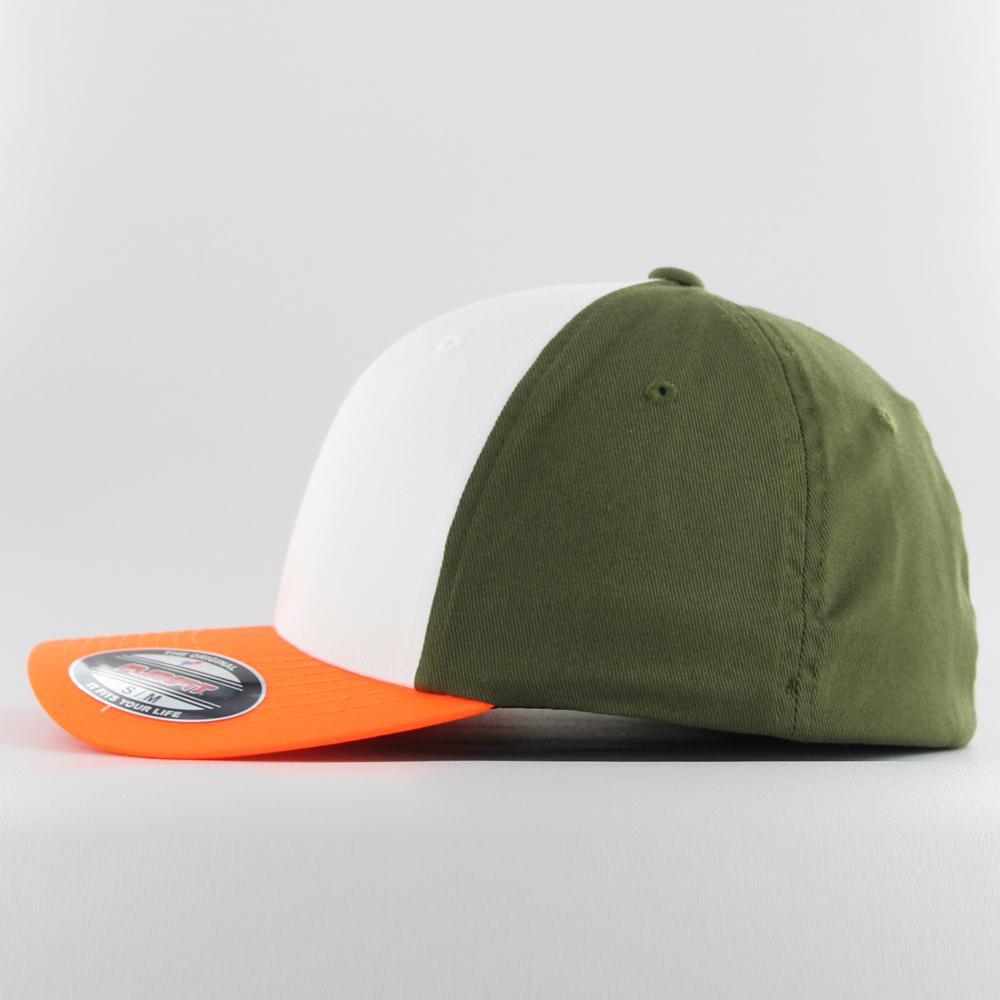 The Classics Yupoong 3-Tone Flexfit neonorange/white/olive - Shop-Tetuan